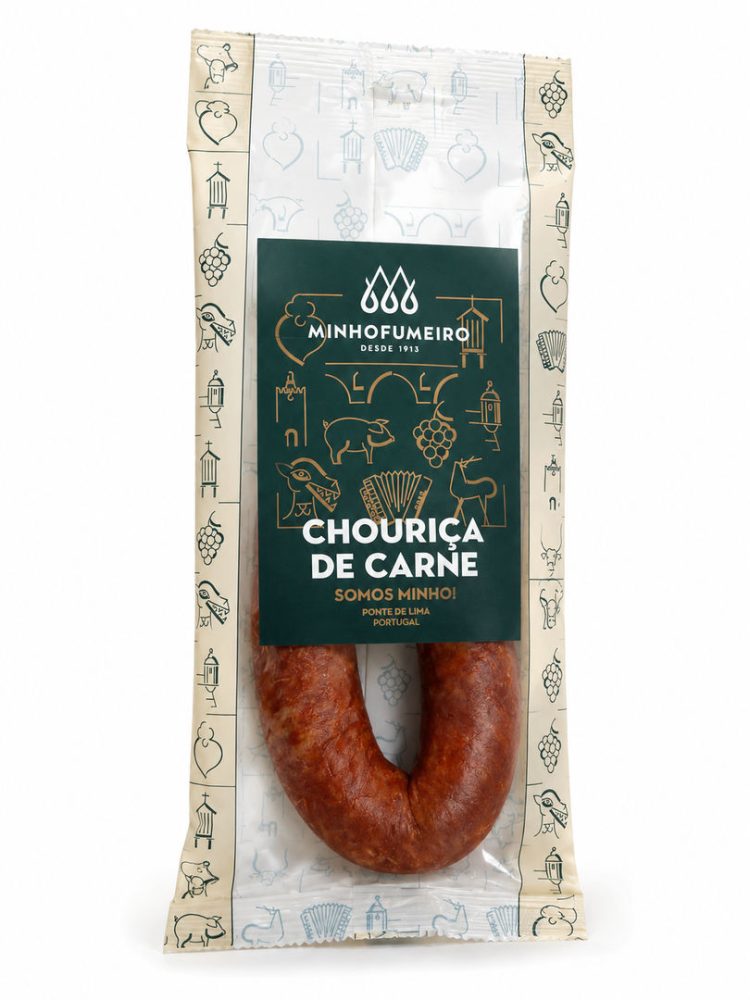 CHOURIÇO CARNE EMB. 1X1 P.FX. 200GR (cx:10un) - MINHOFUMEIRO