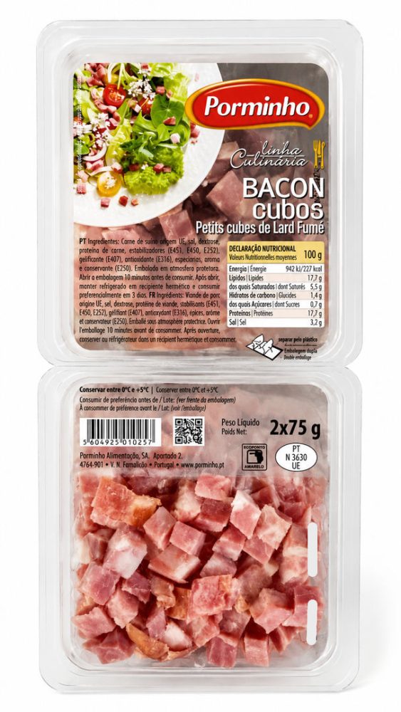 BACON CUBOS EMB.2X75gr (cx.12x150gr) - PORMINHO
